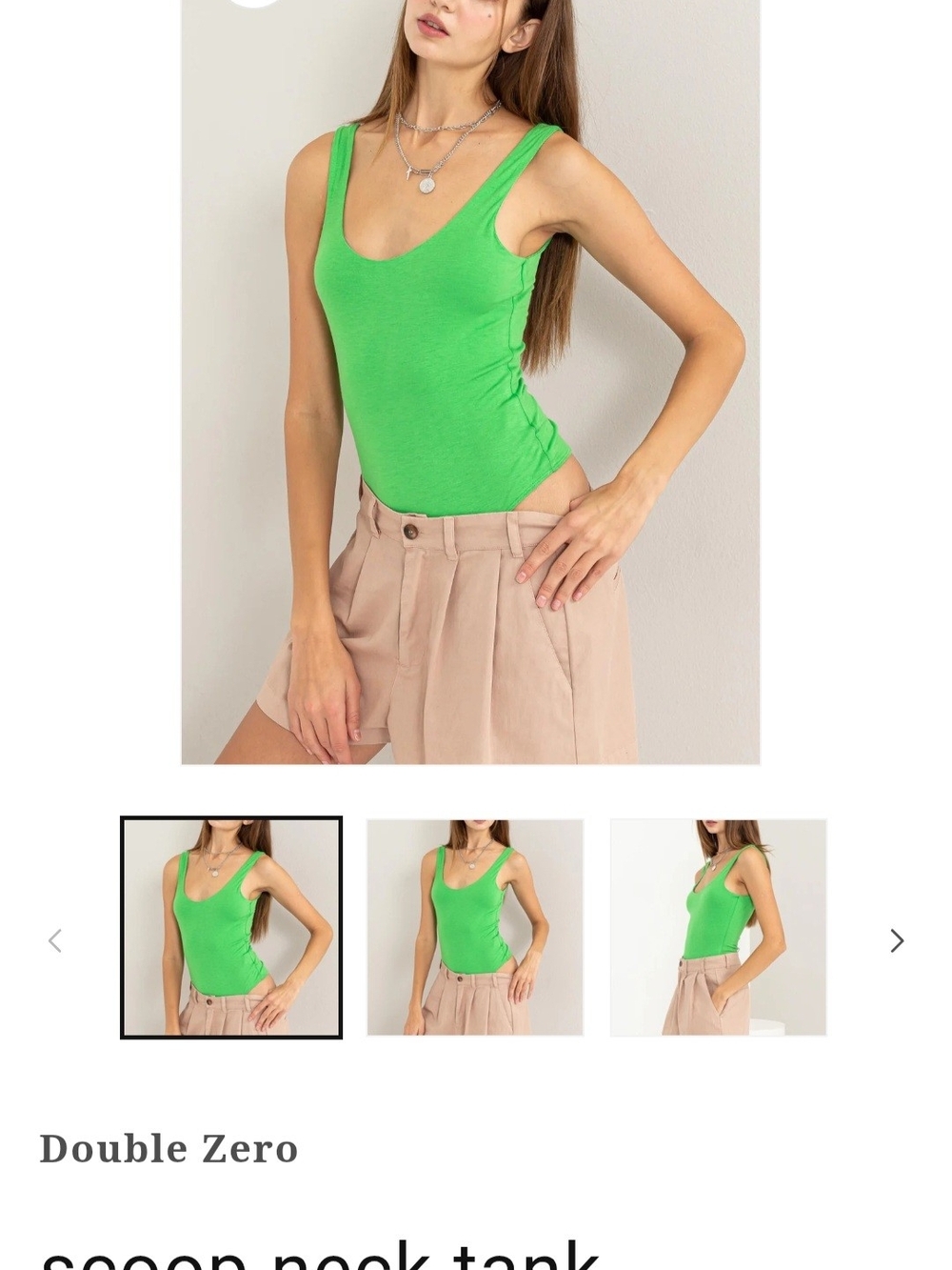 Double Zero Bright Green Scoop Neck Tank